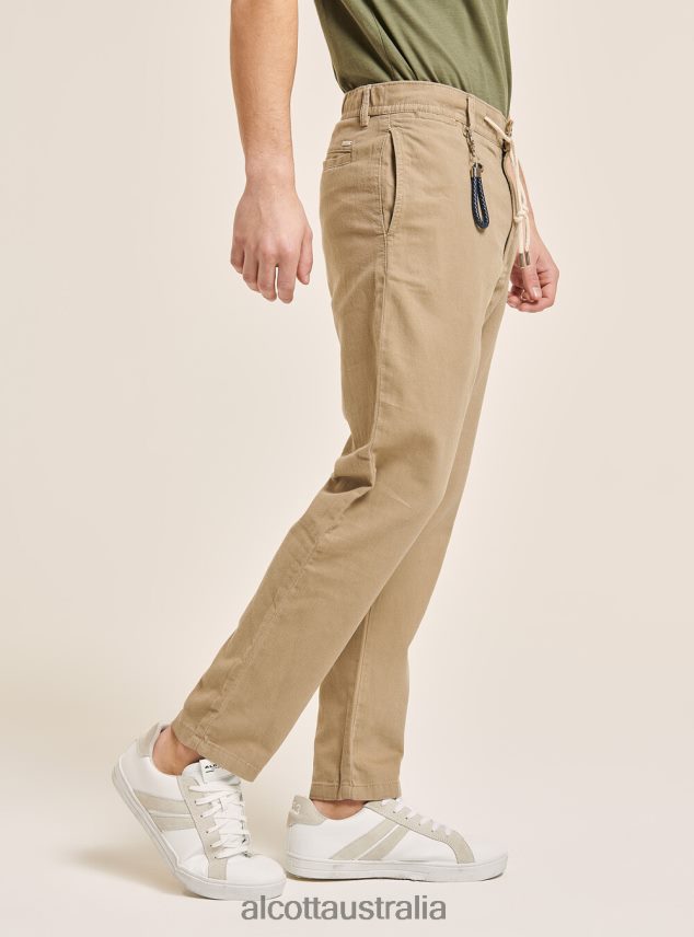 Linen Blend Lace-Up Pants Men 2TH4421072 C017 WHITE Alcott Clothing