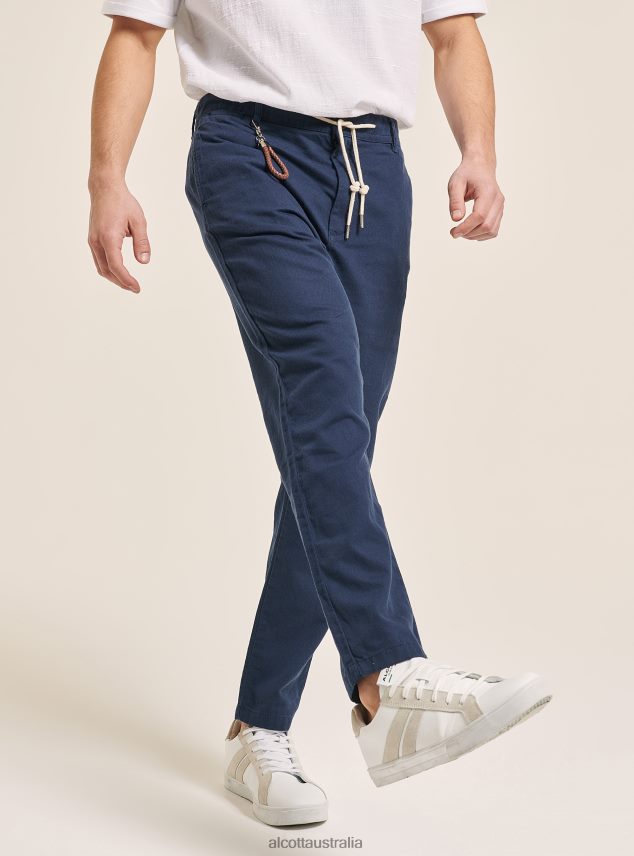 Linen Blend Lace-Up Pants Men 2TH442605 C017 WHITE Alcott Clothing