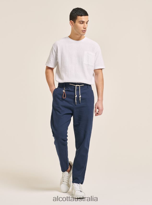 Linen Blend Lace-Up Pants Men 2TH442605 C017 WHITE Alcott Clothing