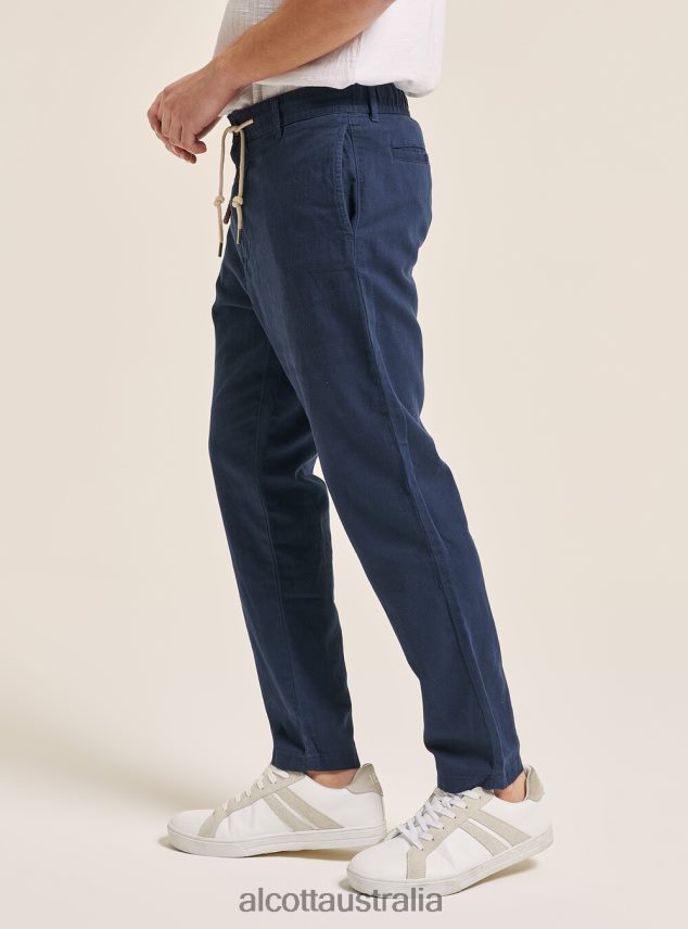 Linen Blend Lace-Up Pants Men 2TH442605 C017 WHITE Alcott Clothing