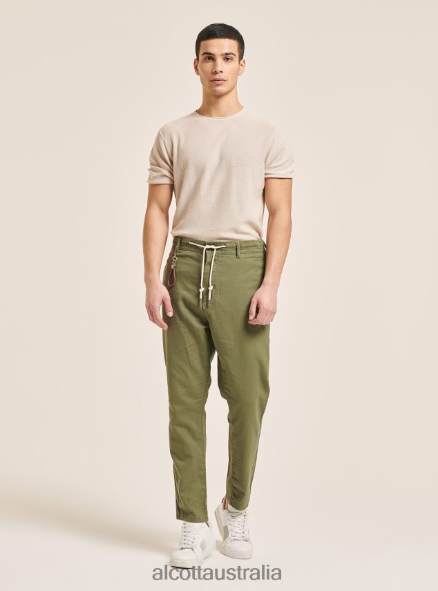 Linen Blend Lace-Up Pants Men 2TH442974 C017 WHITE Alcott Clothing