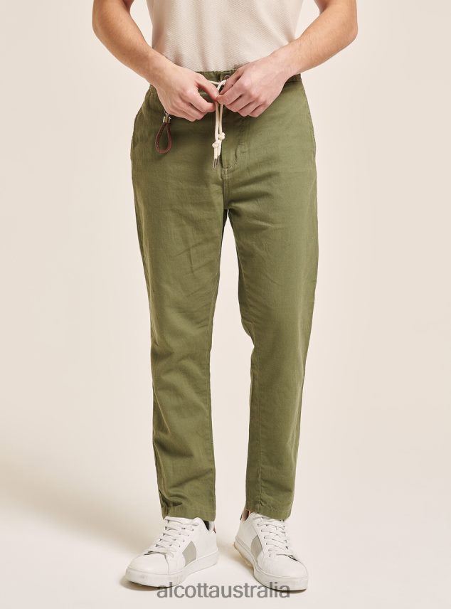 Linen Blend Lace-Up Pants Men 2TH442974 C017 WHITE Alcott Clothing