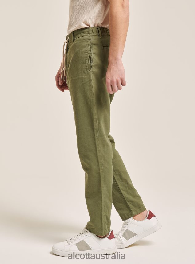 Linen Blend Lace-Up Pants Men 2TH442974 C017 WHITE Alcott Clothing