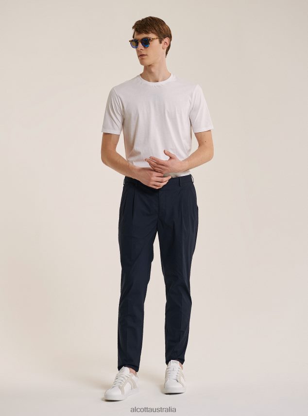 Pantalone In Cotone Con Doppia Pinces Men 2TH4421120 NA1 NAVY DARK Alcott Clothing