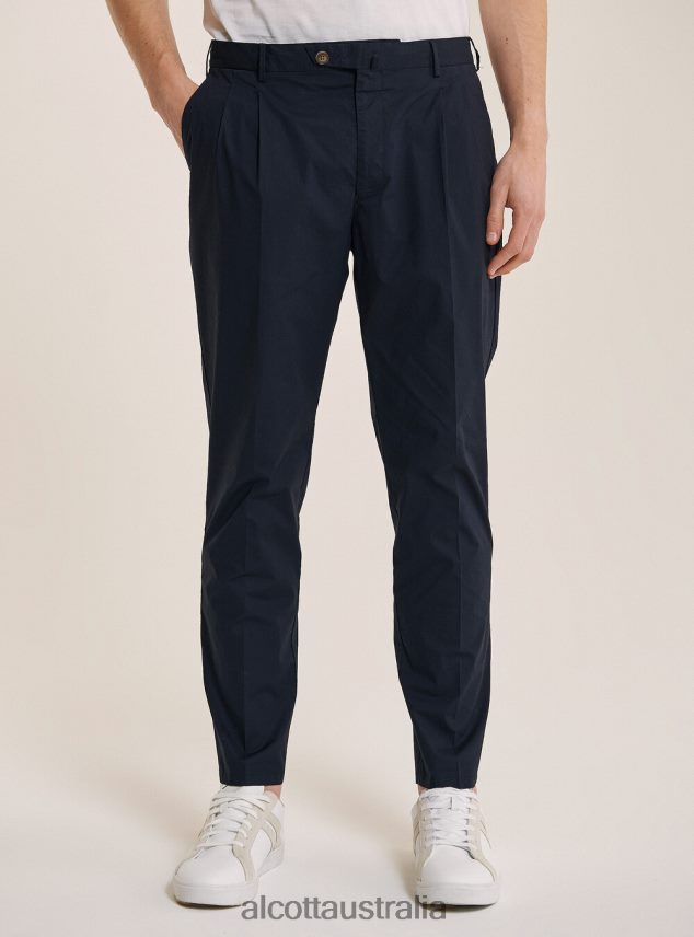 Pantalone In Cotone Con Doppia Pinces Men 2TH4421120 NA1 NAVY DARK Alcott Clothing