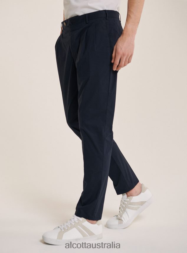Pantalone In Cotone Con Doppia Pinces Men 2TH4421120 NA1 NAVY DARK Alcott Clothing