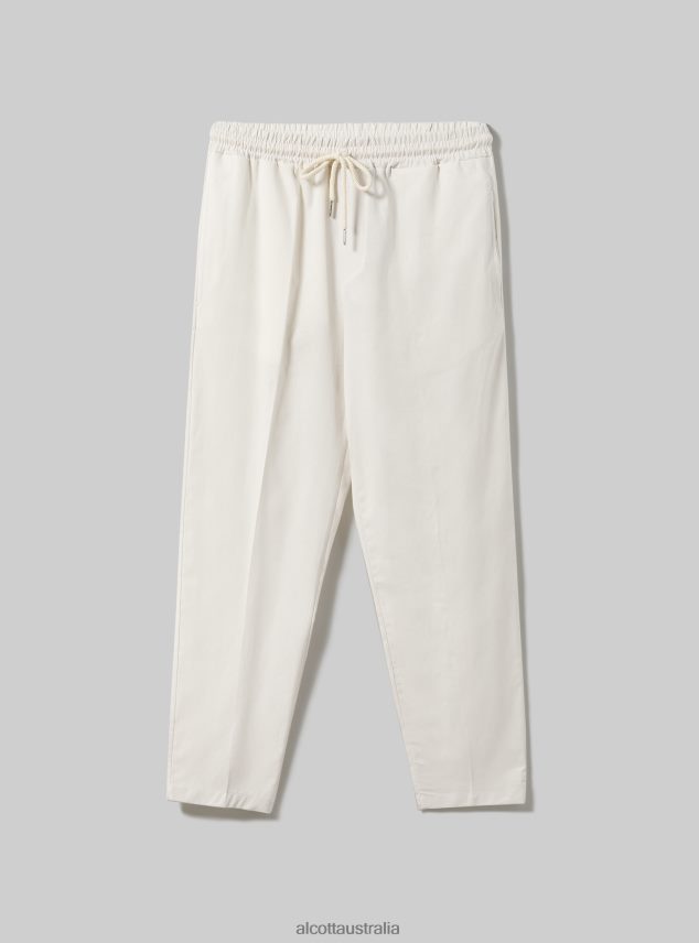 Pantaloni Jogger Misto Lino Men 2TH4421048 WH1 OFF WHITE Alcott Clothing