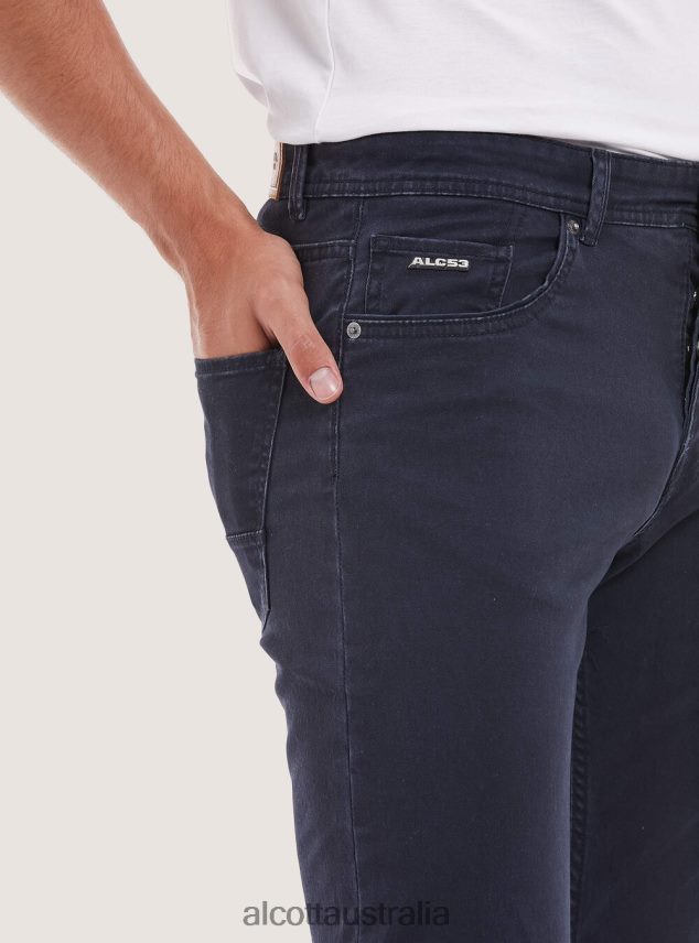 Recycled Cotton Skinny Fit Trousers Men 2TH4421157 BK1 BLACK Alcott Clothing