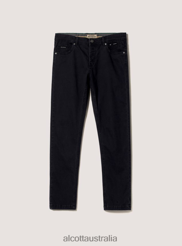 Recycled Cotton Skinny Fit Trousers Men 2TH4421157 BK1 BLACK Alcott Clothing