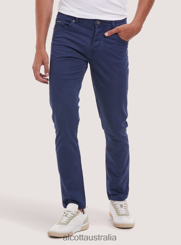 Recycled Cotton Skinny Fit Trousers Men 2TH4421203 BK1 BLACK Alcott Clothing