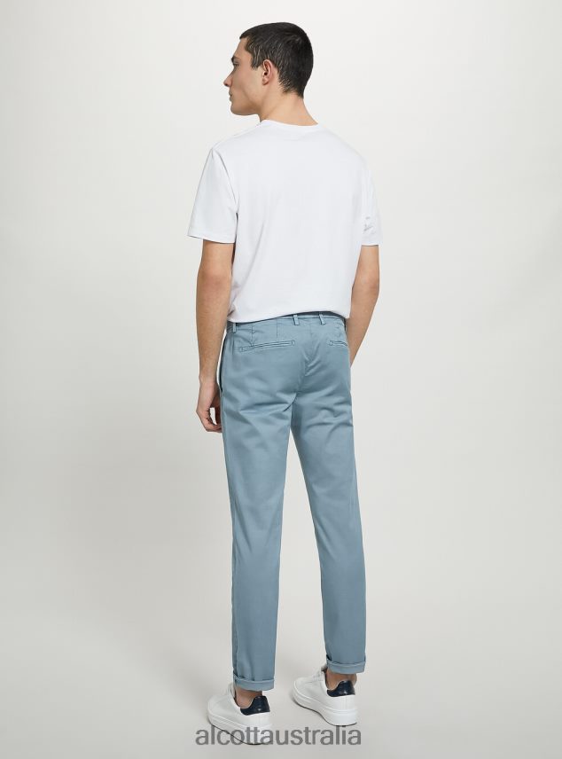 Stretch Cotton Twill Chinos Men 2TH442767 C2201 BLUE Alcott Clothing