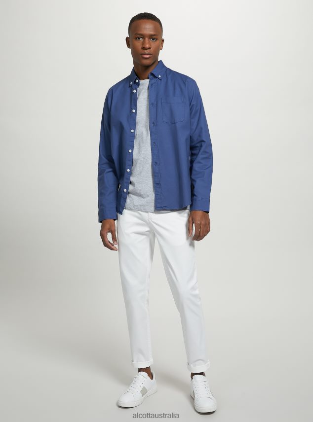 Stretch Cotton Twill Chinos Men 2TH442965 C2201 BLUE Alcott Clothing