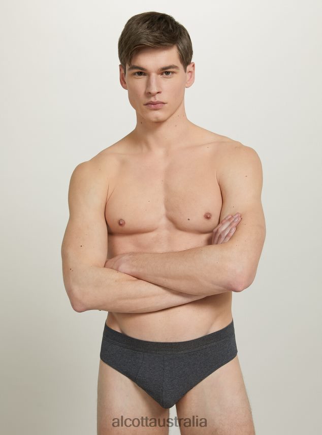 Set Of 3 Pairs Of Stretch Cotton Briefs Men 2TH4421115 BK1/MGY2/MGY1 Alcott Clothing