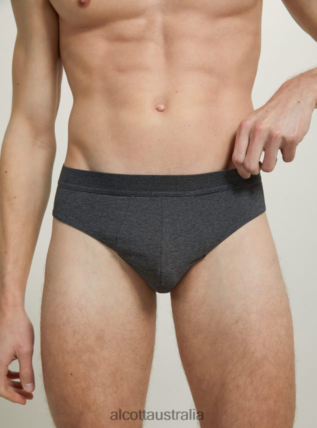 Set Of 3 Pairs Of Stretch Cotton Briefs Men 2TH4421115 BK1/MGY2/MGY1 Alcott Clothing