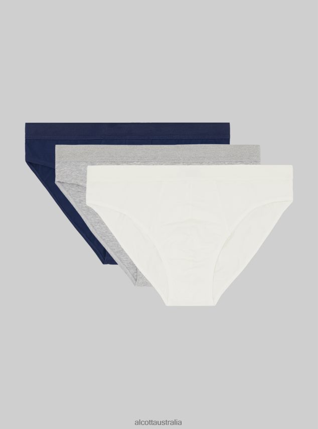 Set Of 3 Pairs Of Stretch Cotton Briefs Men 2TH4421116 BK1/MGY2/MGY1 Alcott Clothing