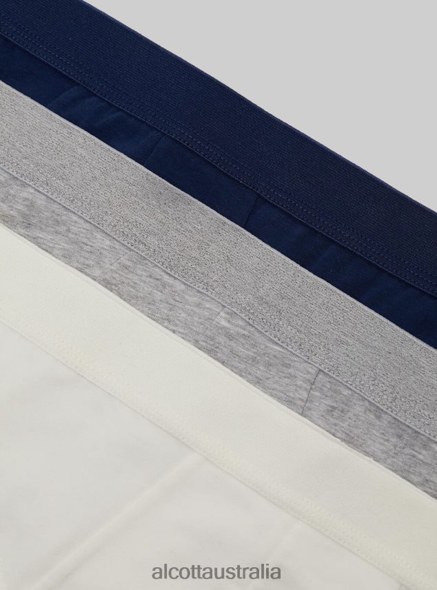 Set Of 3 Pairs Of Stretch Cotton Briefs Men 2TH4421116 BK1/MGY2/MGY1 Alcott Clothing