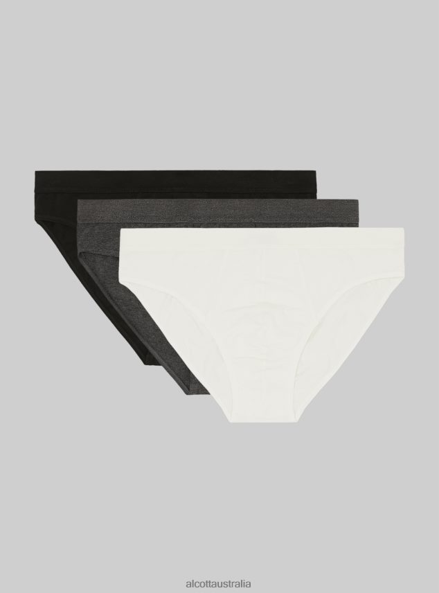 Set Of 3 Pairs Of Stretch Cotton Briefs Men 2TH442815 BK1/MGY2/MGY1 Alcott Clothing