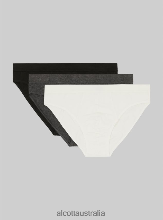 Set Of 3 Pairs Of Stretch Cotton Briefs Men 2TH442815 BK1/MGY2/MGY1 Alcott Clothing