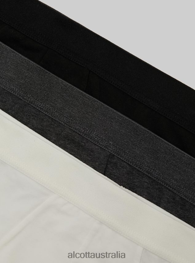 Set Of 3 Pairs Of Stretch Cotton Briefs Men 2TH442815 BK1/MGY2/MGY1 Alcott Clothing