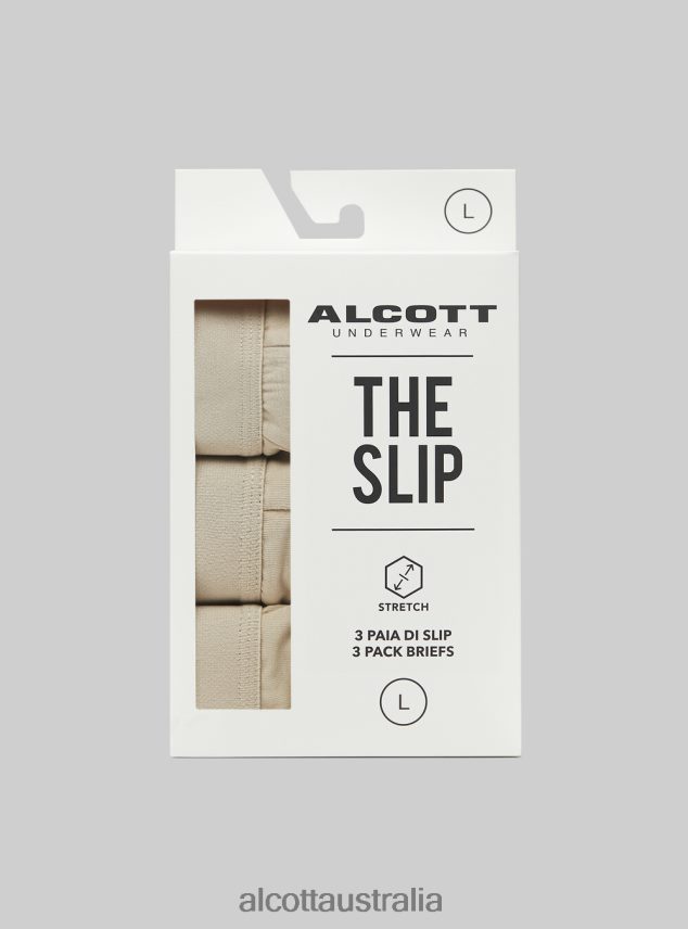 Set Of 3 Pairs Of Stretch Cotton Briefs Men 2TH442885 BK1/MGY2/MGY1 Alcott Clothing