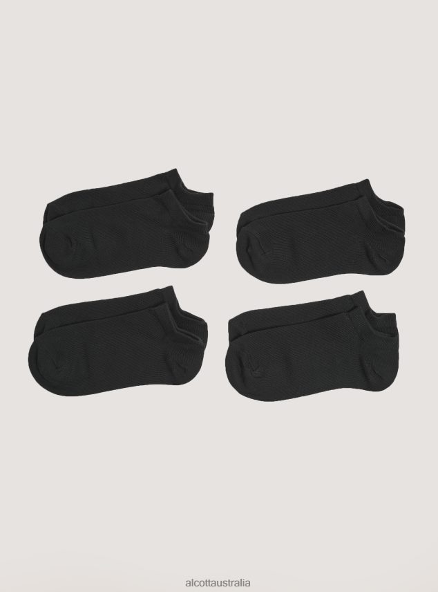 Set Of 4 Pairs Of Plain Socks Women 2TH442556 BK1 BLACK Alcott Accessories
