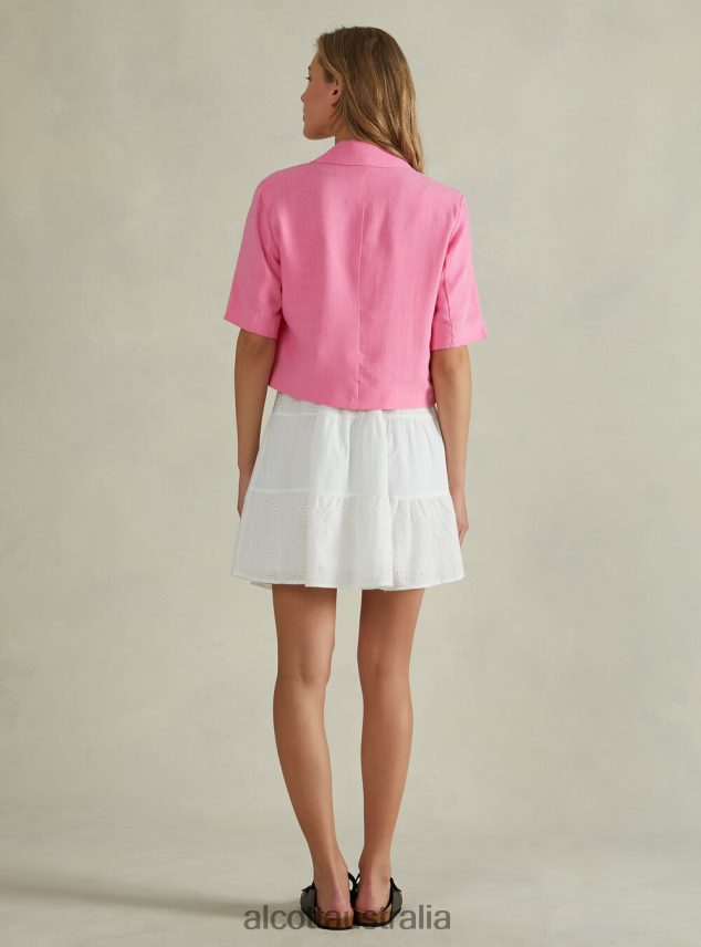 Linen Blend Cropped Blazer Women 2TH442506 GN3 GREEN LIGHT Alcott Clothing