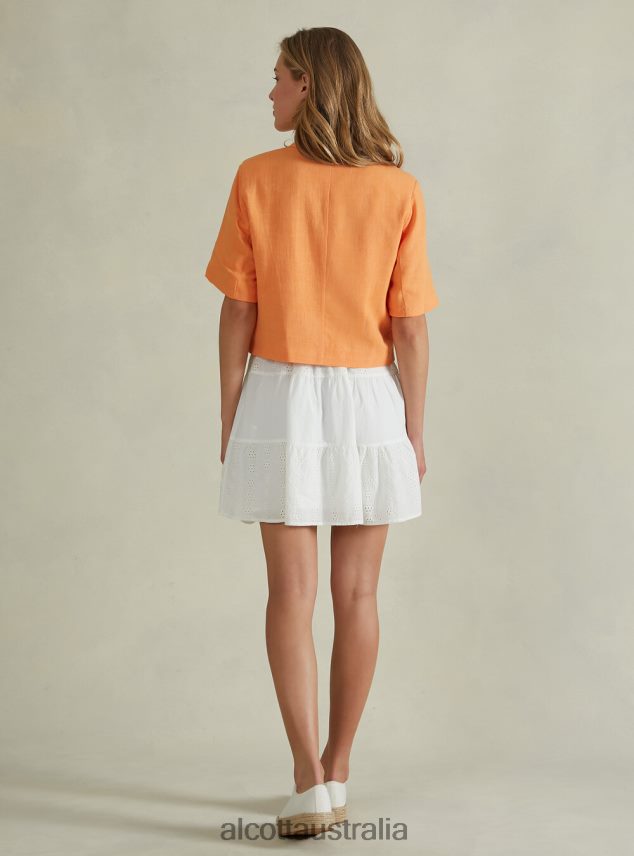 Linen Blend Cropped Blazer Women 2TH442514 GN3 GREEN LIGHT Alcott Clothing