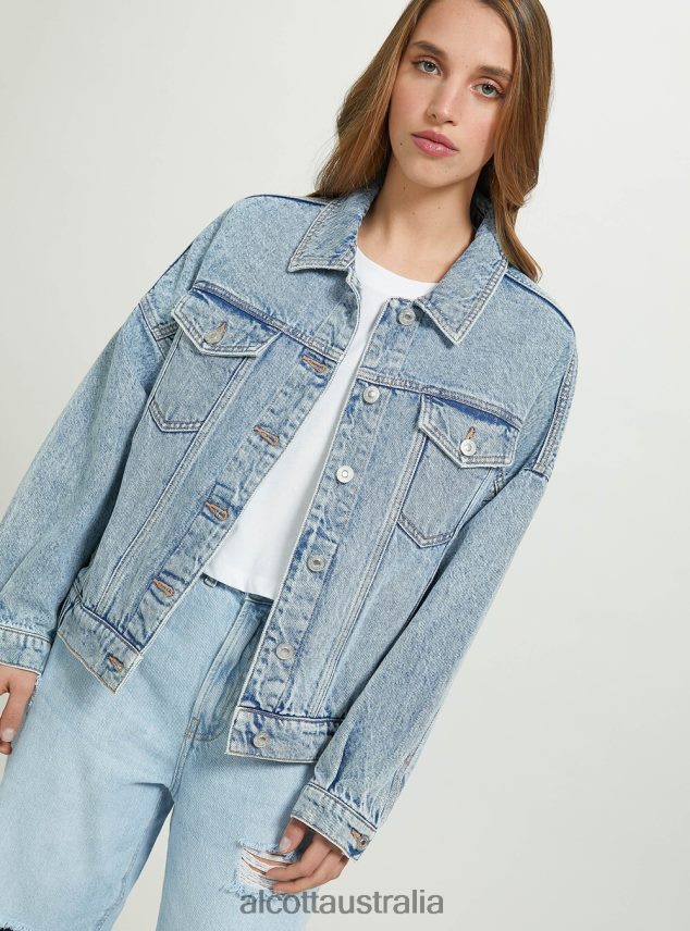 Denim Jacket With Elasticated Waist Women 2TH442490 D006 AZURE Alcott Clothing