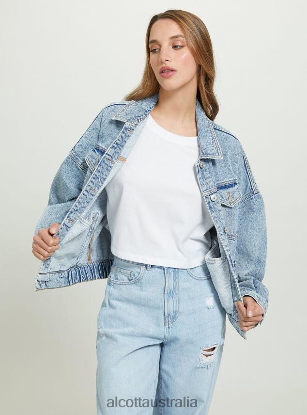 Denim Jacket With Elasticated Waist Women 2TH442490 D006 AZURE Alcott Clothing