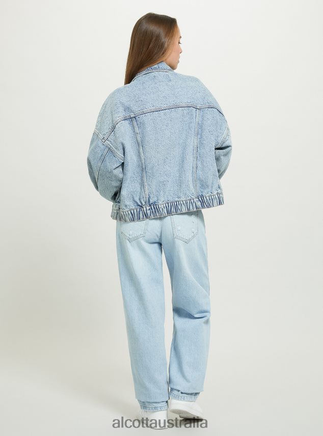 Denim Jacket With Elasticated Waist Women 2TH442490 D006 AZURE Alcott Clothing