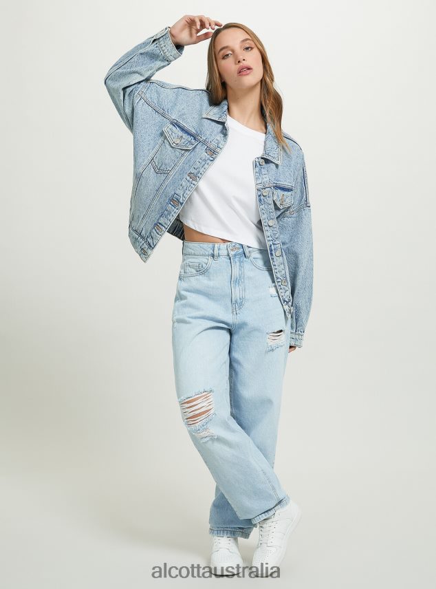 Denim Jacket With Elasticated Waist Women 2TH442490 D006 AZURE Alcott Clothing