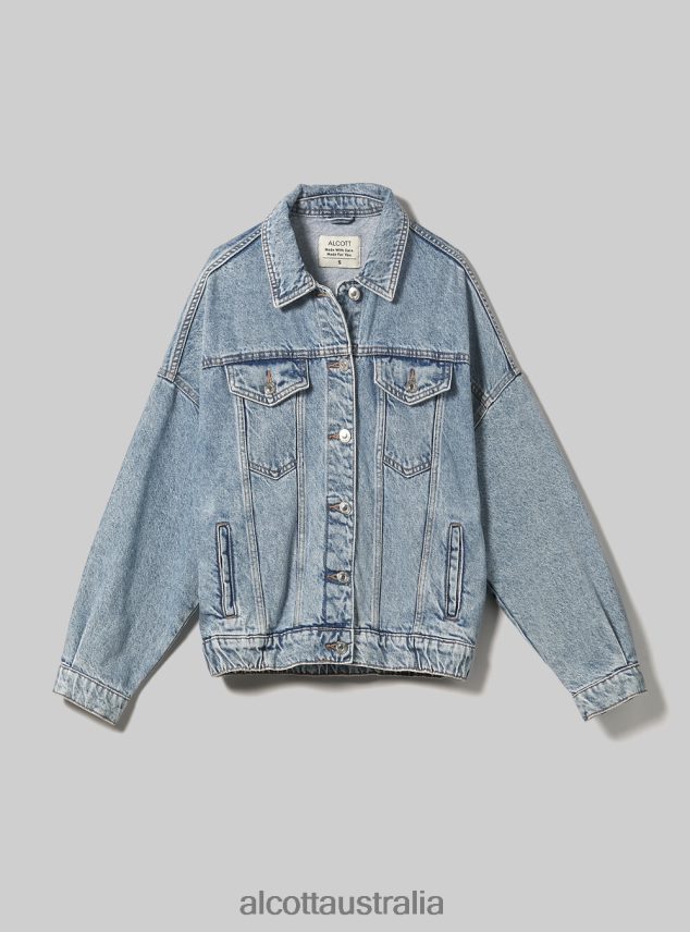 Denim Jacket With Elasticated Waist Women 2TH442490 D006 AZURE Alcott Clothing