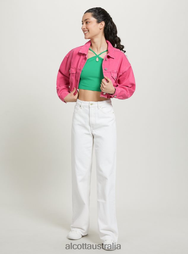 Giubbotto Cropped In Denim Colorato Women 2TH4425 FX2 FUXIA MEDIUM Alcott Clothing