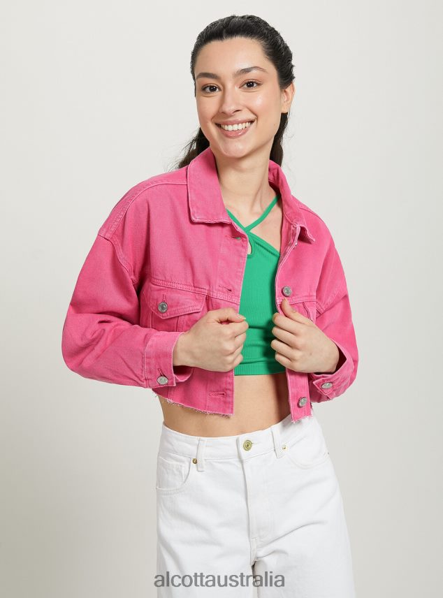 Giubbotto Cropped In Denim Colorato Women 2TH4425 FX2 FUXIA MEDIUM Alcott Clothing