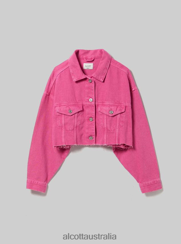 Giubbotto Cropped In Denim Colorato Women 2TH4425 FX2 FUXIA MEDIUM Alcott Clothing