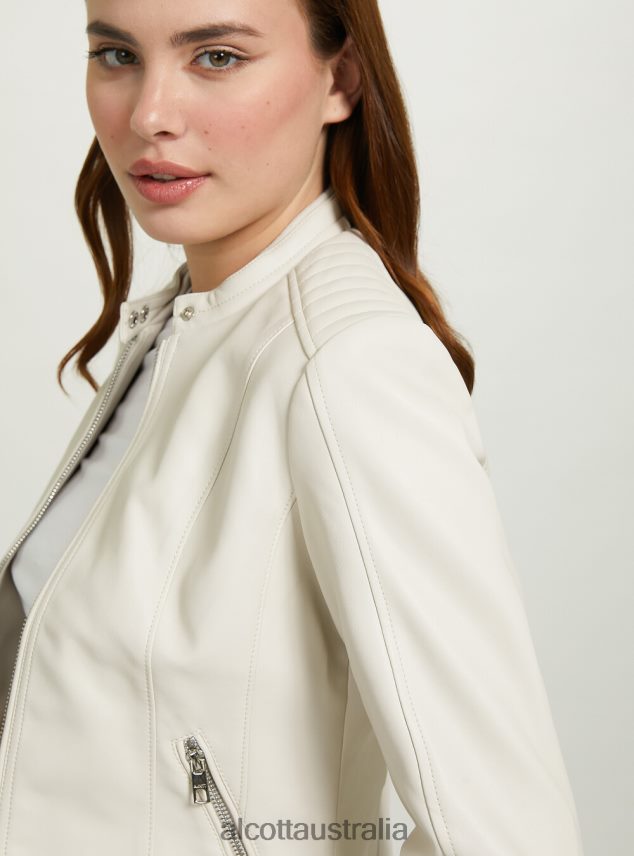 Leather-Effect Biker Jacket Women 2TH442102 BK1 BLACK Alcott Clothing