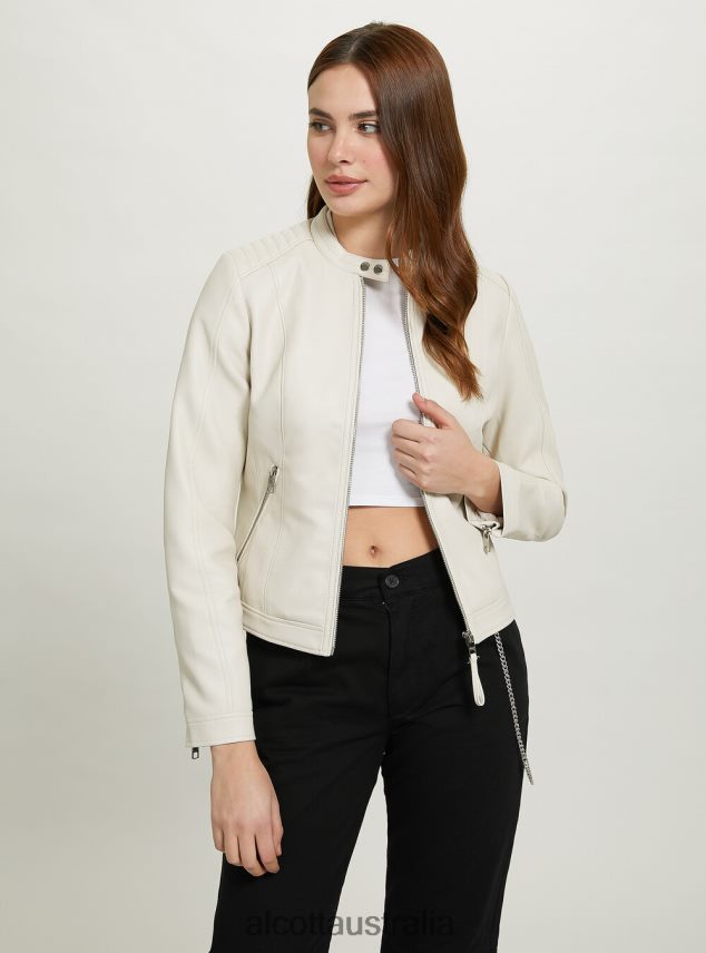 Leather-Effect Biker Jacket Women 2TH442102 BK1 BLACK Alcott Clothing