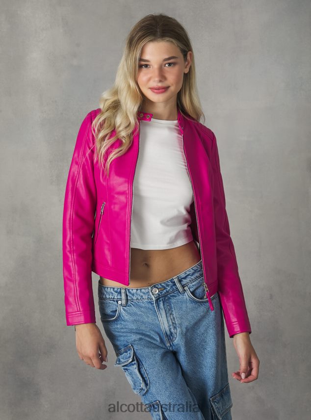 Leather-Effect Biker Jacket Women 2TH442150 BK1 BLACK Alcott Clothing