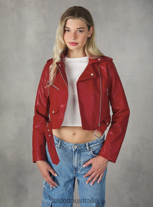 Leather-Effect Biker Jacket Women 2TH442241 BK1 BLACK Alcott Clothing