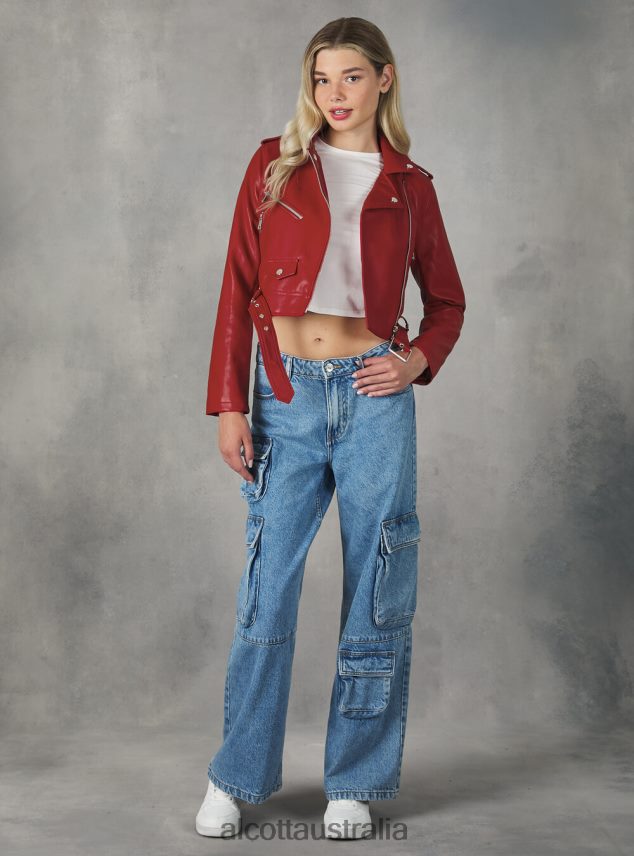 Leather-Effect Biker Jacket Women 2TH442241 BK1 BLACK Alcott Clothing