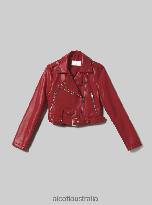 Leather-Effect Biker Jacket Women 2TH442241 BK1 BLACK Alcott Clothing