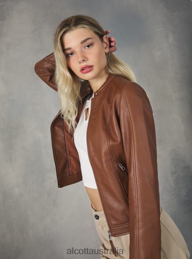 Leather-Effect Biker Jacket Women 2TH442452 BK1 BLACK Alcott Clothing