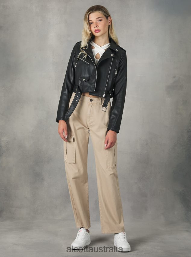 Leather-Effect Biker Jacket Women 2TH442453 BK1 BLACK Alcott Clothing