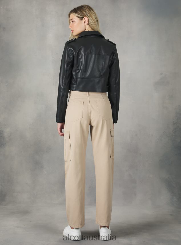 Leather-Effect Biker Jacket Women 2TH442453 BK1 BLACK Alcott Clothing