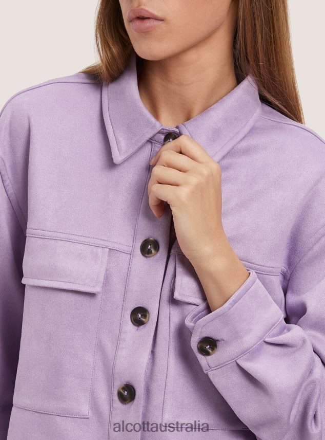 Suede Cropped Shirt Jacket Women 2TH442317 BG3 BEIGE LIGHT Alcott Clothing