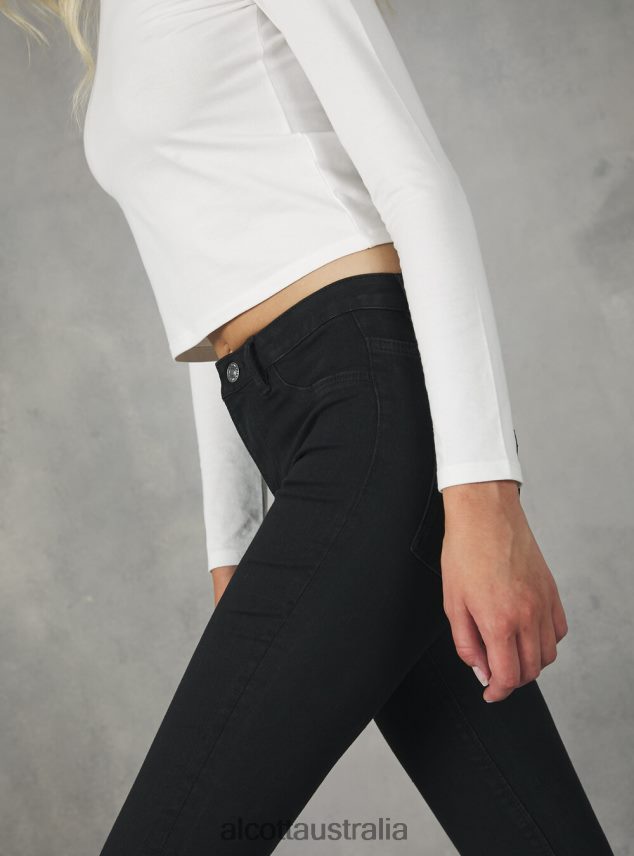 High-Waisted Super Skinny Jeans In Stretch Denim Women 2TH442266 D000 BLACK Alcott Clothing