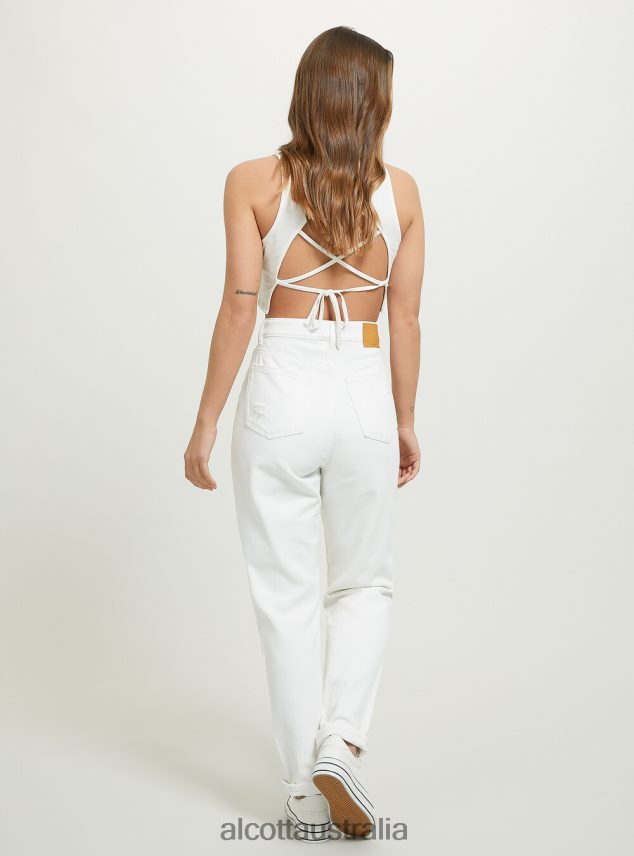 Mom Fit Jeans With Rips Women 2TH44251 D099 WHITE Alcott Clothing