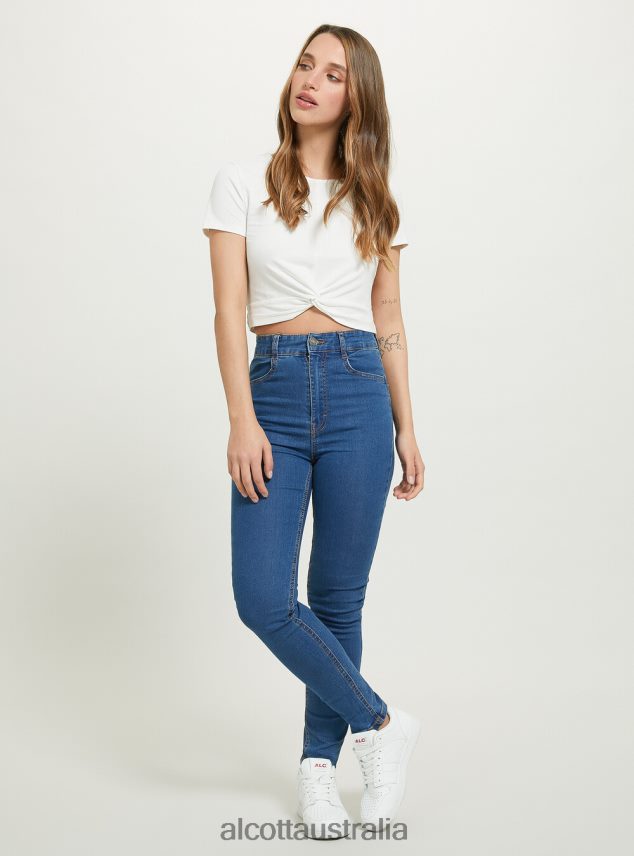 Skinny Fit High Waist Jeans Women 2TH442363 D002 MEDIUM DARK BLUE Alcott Clothing