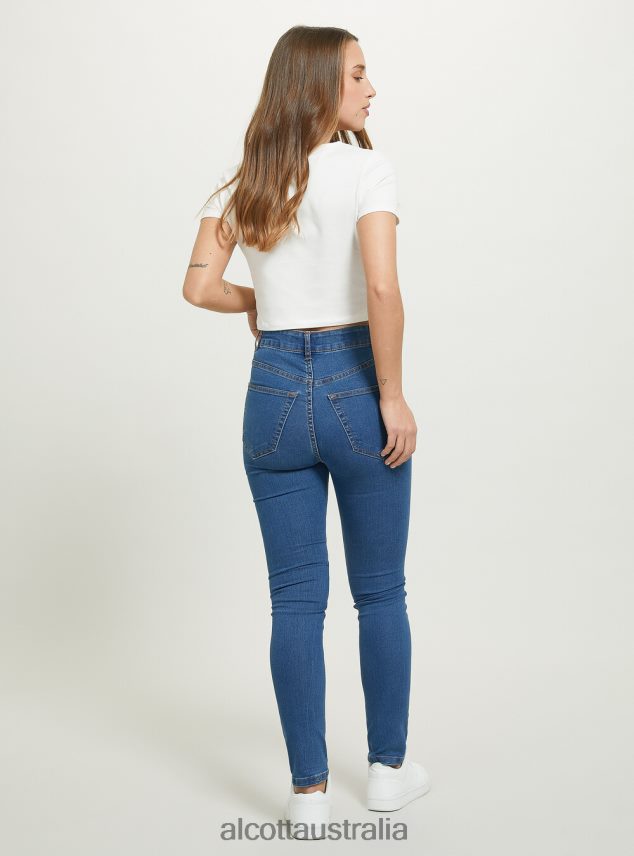 Skinny Fit High Waist Jeans Women 2TH442363 D002 MEDIUM DARK BLUE Alcott Clothing