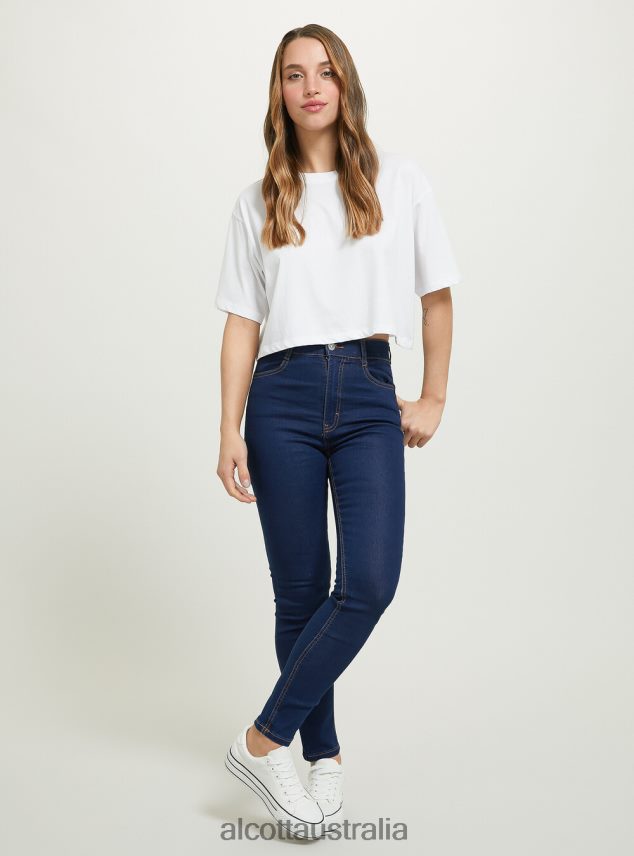 Skinny Fit High Waist Jeans Women 2TH442432 D002 MEDIUM DARK BLUE Alcott Clothing